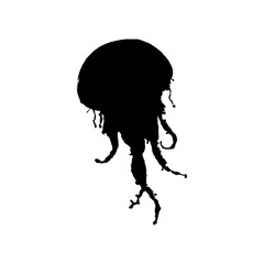 Jellyfish icon. Simple style jellyfish fish restaurant big sale poster background symbol. Jellyfish brand logo design element. Jellyfish t-shirt printing. Vector for sticker.