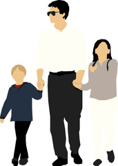 Man and Children walking 1 illustration vector