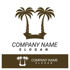 Palm tree summer logo template