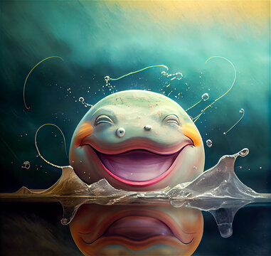 Smiling aquatic monster