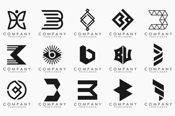 abstract letter B logo icon set. design for business of luxury, elegant, simple.