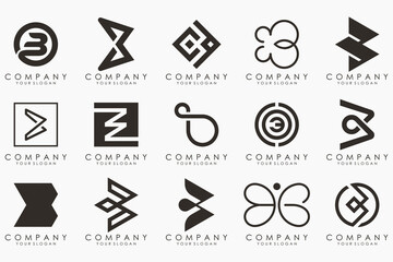 abstract letter B logo icon set. design for business of luxury, elegant, simple.