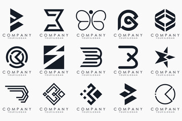 abstract letter B logo icon set. design for business of luxury, elegant, simple.