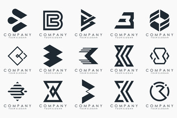 abstract letter B logo icon set. design for business of luxury, elegant, simple.