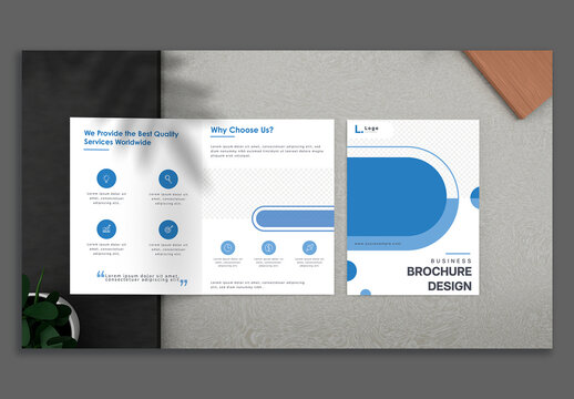 Top view of Bi-fold or half-fold brochure template for mock up and presentation design. 3D Render for corporate presentation. 