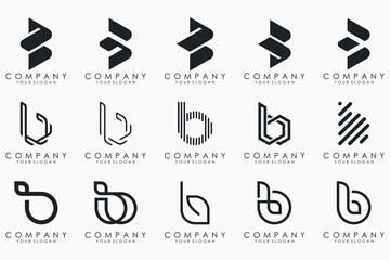 abstract letter B logo icon set. design for business of luxury, elegant, simple.