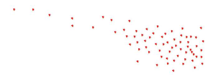 Red Hearts Vector Panoramic White Backgound. 3d