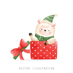 Christmas llama, Christmas vector illustration