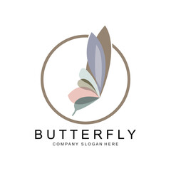 Butterfly Logo Design, Beautiful Flying Animal, Company Brand Icon Illustration, Screen Printing, Salon