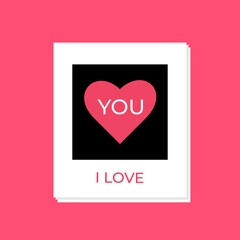 Vector valentines day card. Cute card with hearts. You are loved message. I love you card trendy style 