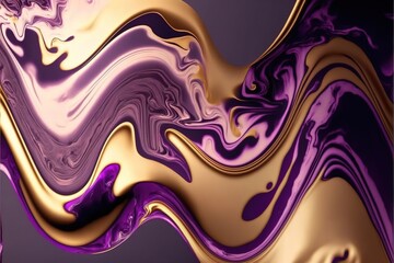 purple and gold mix liquid paint Generative AI