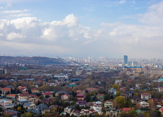 Obraz premium Beautiful city views of Almaty Kazakhstan from top of the hill Kok tobe