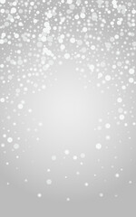 Silver Snowfall Vector Grey Background. White