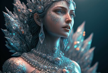 Crystalline Goddess. Generative AI, non-existent person.