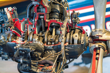 Propeller plane engine. Aviation concept.