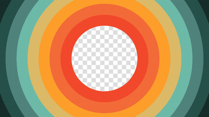 Abstract 1970's 1980's 1960's background with circles element and retro colors. Design in futuristic retro style with transparent circle. Vector funky illustration.