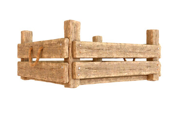 The wooden box model is created from a 3D program.