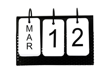 12th of March - date on the metal calendar