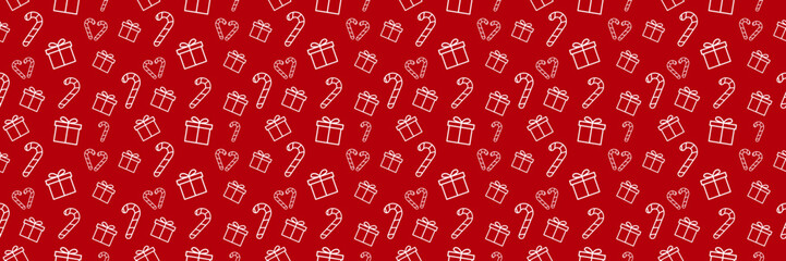 Christmas seamless pattern. Christmas wrapping paper vector. Peppermint candy, gift icon. EPS 10