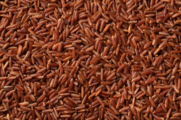 Organic red rice close up full frame as background