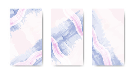 Collection of abstract hand drawn aesthetic minimal watercolor background for social media stories