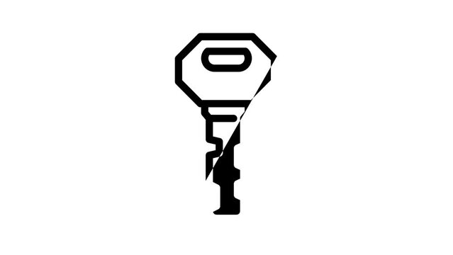 vintage key line icon animation