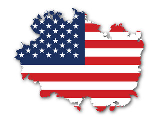 Flag of USA US America love heart states travel invitation patriotic stars july sign