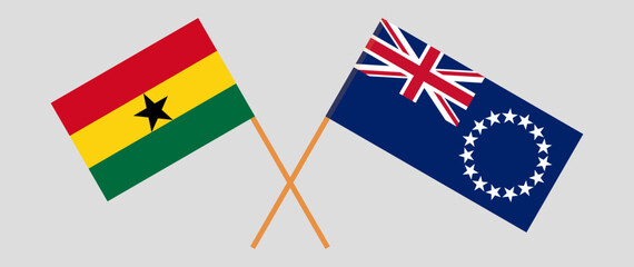 Crossed flags of Ghana and Cook Islands. Official colors. Correct proportion