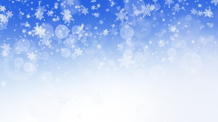 White snowflake with bokeh backgrounds on blue backgrounds in Christmas Holiday with copy sapce , illustration 