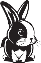 cute rabbit logo , black and white rabbit 