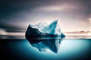 Iceberg in Antarctica. Global warming. Greenland. Hidden threat or danger concept. Melting glacier. Underwater in the ocean.