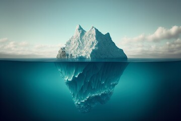 Fototapeta na wymiar Iceberg in polar regions. Global warming. Melting glacier. Antarctica. Greenland. Hidden threat or danger concept. Underwater in the ocean