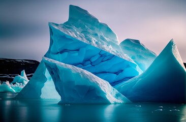 Iceberg in polar regions. Global warming. Melting glacier. Antarctica. Greenland. Hidden threat or danger concept. Underwater in the ocean