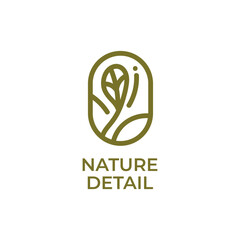 plant nature round oval logo concept design illustration