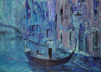 Art painting of the gondola in Venice Italy © denys_kuvaiev