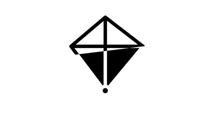 flying kite line icon animation