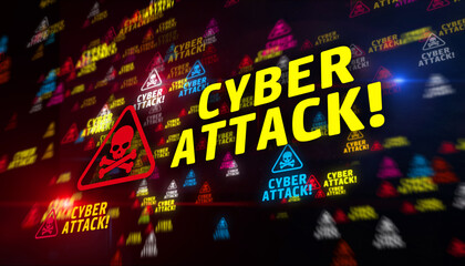 Cyber attack symbol and sign effect