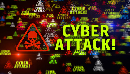 Cyber attack symbol and sign effect