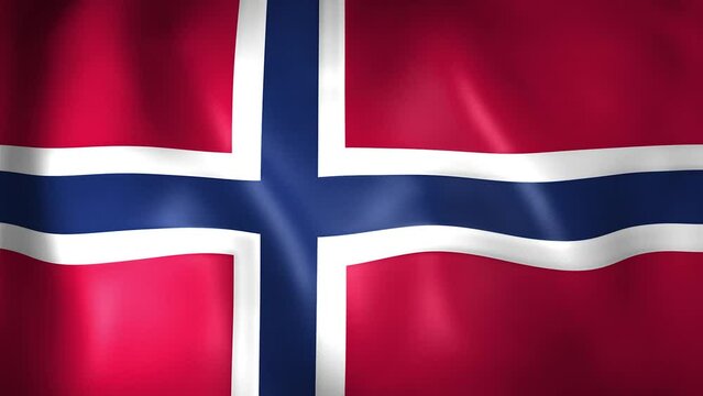Animation of the Kingdom of Norway flag. 4K. Norway flag flying,