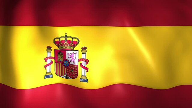Animation of the Kingdom of Spain flag. 4K. Spain flag flying, Spanish flag render animation	