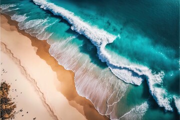 Beach shore top view Generative AI