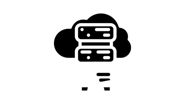 saas software and data center glyph icon animation