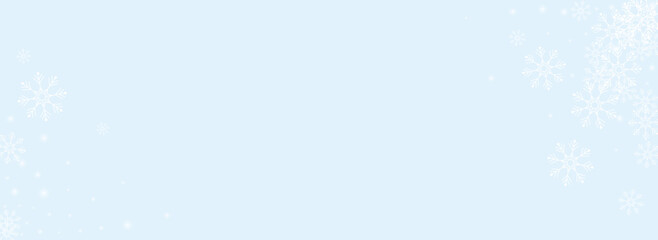 White Snowfall Vector Panoramic Blue Background.