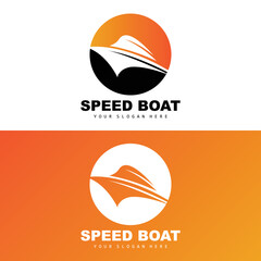 Speed Boat Logo, Fast Cargo Ship Vector, Sailboat, Design For Ship Manufacturing Company, Waterway Shipping, Marine Vehicles, Transportation