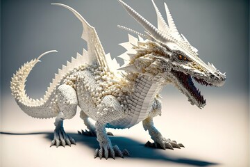 Fototapeta premium voxel pixel art dragon Generative AI