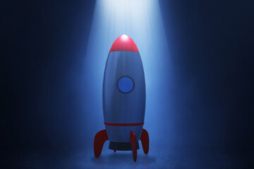 Rocket 3d illustration on dark background