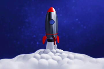 Rocket on space 3d illustration