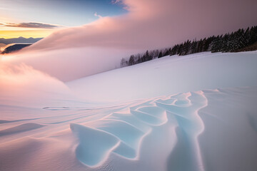 photography of a man walking up a snow covered slope - AI Generated