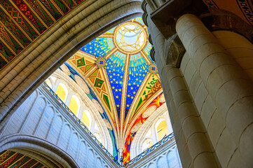 Ceiling paintings in the Almudena Cathedral, Madrid, Spain