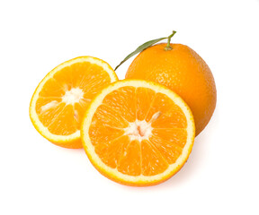 Fresh oranges isolated on white, top view